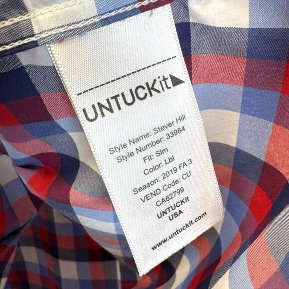 UNTUCKit Long Sleeve Shirt Mens Size XXL 2XL Stever Hill Slim Fit Check Plaid - Picture 3 of 5